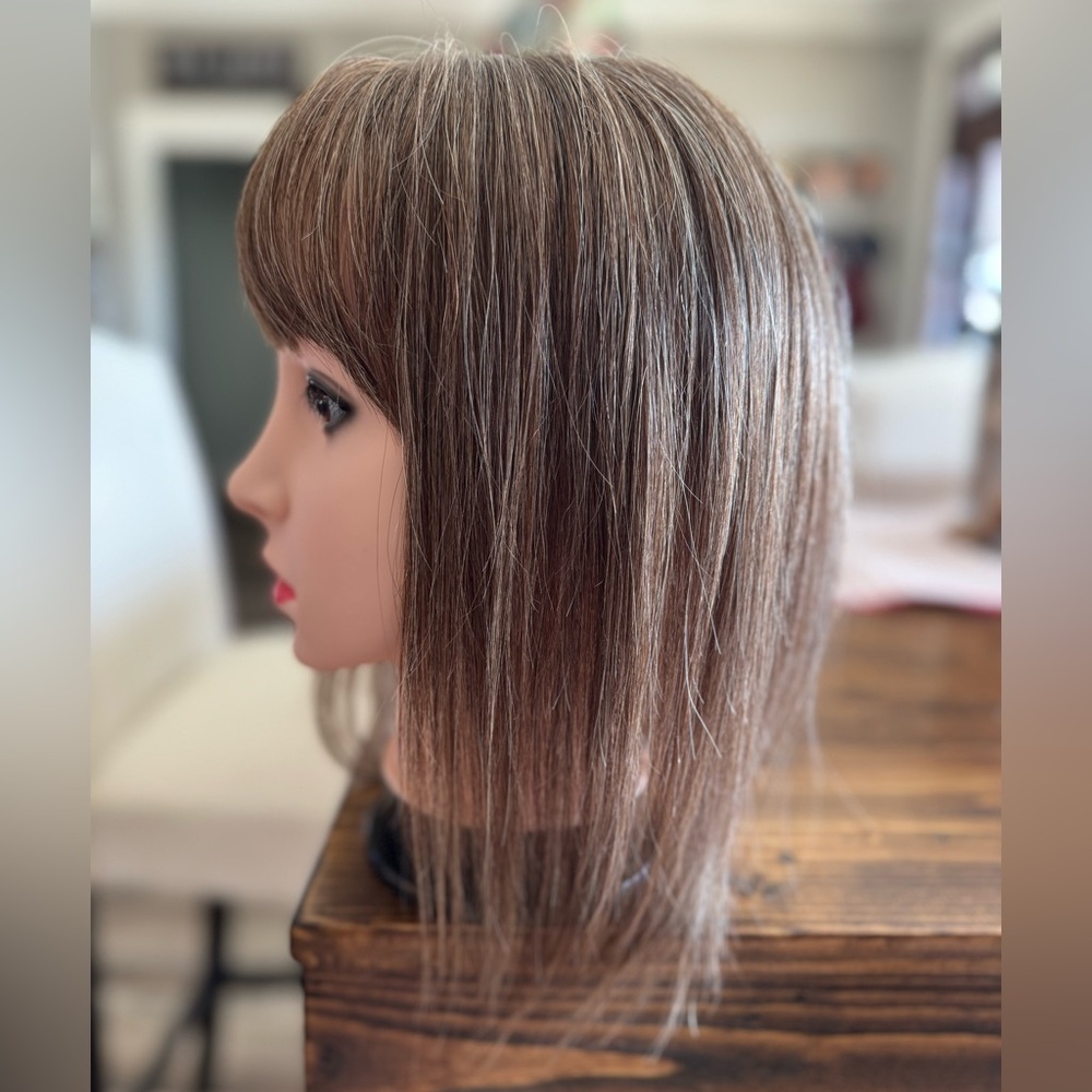 14” Remy Human Hair Topper with Bangs